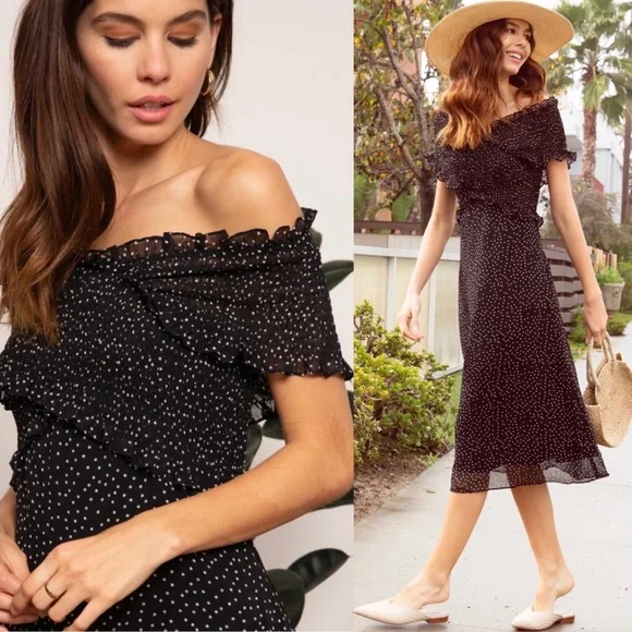 LUCY PARIS Polka Dot Off Shoulder Dorothy Dress - Picture 15 of 16